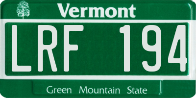 VT license plate LRF194