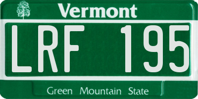 VT license plate LRF195