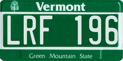 VT license plate LRF196