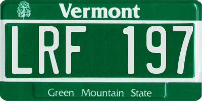 VT license plate LRF197