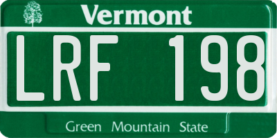 VT license plate LRF198