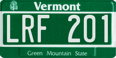 VT license plate LRF201