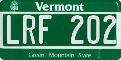 VT license plate LRF202