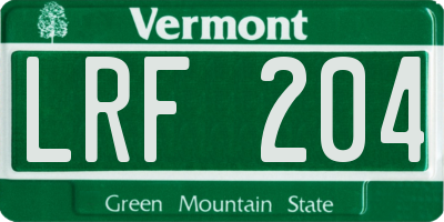 VT license plate LRF204