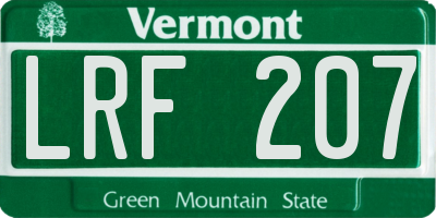 VT license plate LRF207