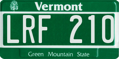 VT license plate LRF210