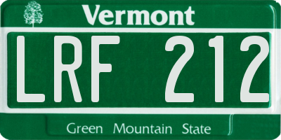 VT license plate LRF212