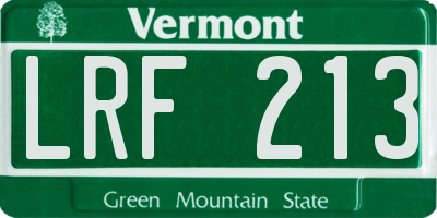 VT license plate LRF213