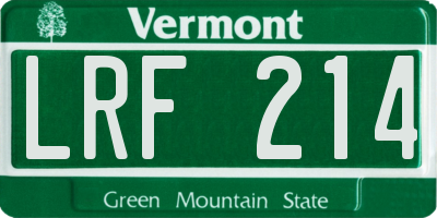 VT license plate LRF214