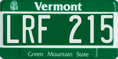 VT license plate LRF215