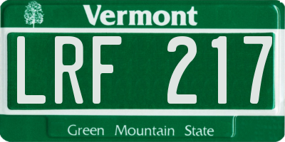VT license plate LRF217