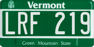VT license plate LRF219
