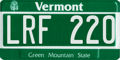 VT license plate LRF220
