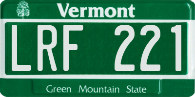 VT license plate LRF221