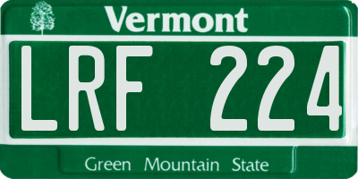 VT license plate LRF224