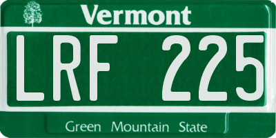 VT license plate LRF225