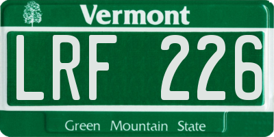 VT license plate LRF226