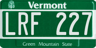 VT license plate LRF227