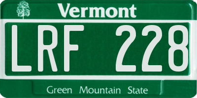 VT license plate LRF228