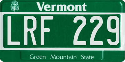 VT license plate LRF229