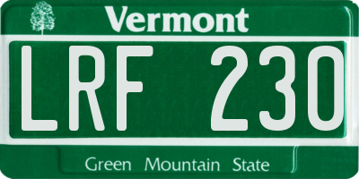 VT license plate LRF230