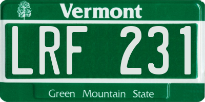 VT license plate LRF231