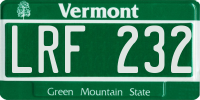 VT license plate LRF232