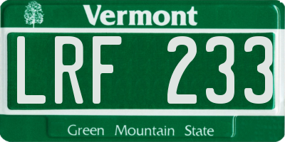 VT license plate LRF233