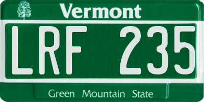 VT license plate LRF235