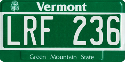 VT license plate LRF236