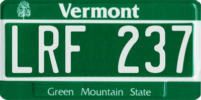 VT license plate LRF237
