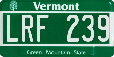 VT license plate LRF239
