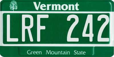 VT license plate LRF242