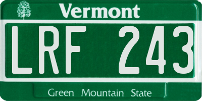 VT license plate LRF243