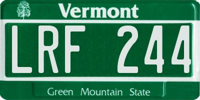 VT license plate LRF244