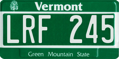 VT license plate LRF245