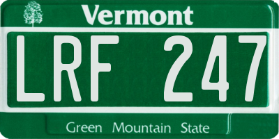 VT license plate LRF247