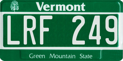 VT license plate LRF249