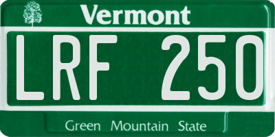 VT license plate LRF250