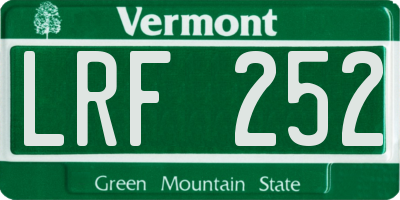 VT license plate LRF252