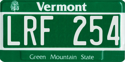 VT license plate LRF254