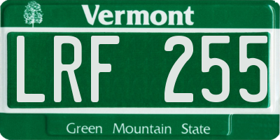 VT license plate LRF255