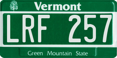 VT license plate LRF257