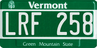 VT license plate LRF258