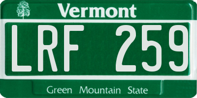 VT license plate LRF259