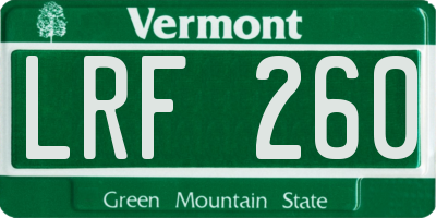 VT license plate LRF260