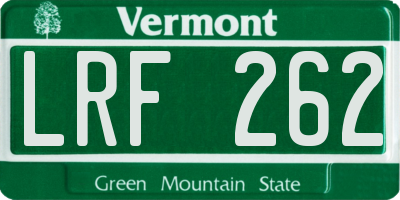 VT license plate LRF262