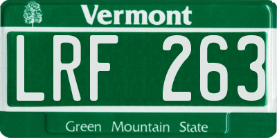 VT license plate LRF263