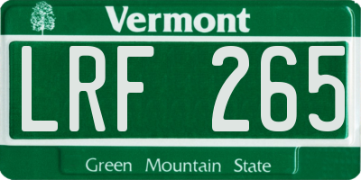 VT license plate LRF265