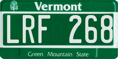 VT license plate LRF268